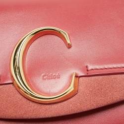 Pre Owned Chloe Pink Leather and Suede C Chain Clutch