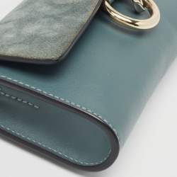 Pre Owned Chloe Blue Leather and Suede Mini Faye Crossbody Bag