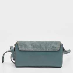 Pre Owned Chloe Blue Leather and Suede Mini Faye Crossbody Bag