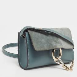 Pre Owned Chloe Blue Leather and Suede Mini Faye Crossbody Bag