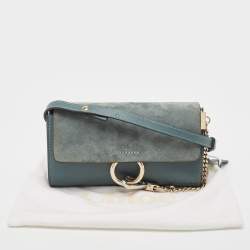 Pre Owned Chloe Blue Leather and Suede Mini Faye Crossbody Bag