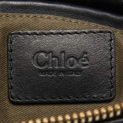 Chloe Navy Blue Croc Embossed Leather Marcie Hobo