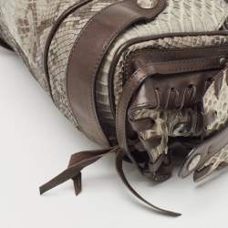 Pre Owned Chloe Dark Brown/Grey Python and Leather Silverado Satchel