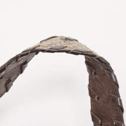 Pre Owned Chloe Dark Brown/Grey Python and Leather Silverado Satchel