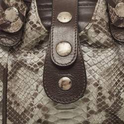 Pre Owned Chloe Dark Brown/Grey Python and Leather Silverado Satchel