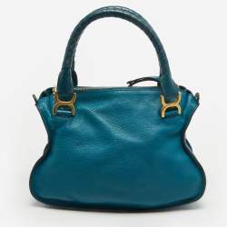 Pre Owned Chloe Blue Leather Small Marcie Satchel