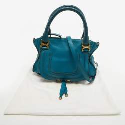 Pre Owned Chloe Blue Leather Small Marcie Satchel