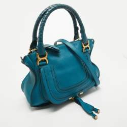 Pre Owned Chloe Blue Leather Small Marcie Satchel