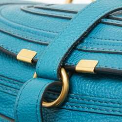 Pre Owned Chloe Blue Leather Small Marcie Satchel