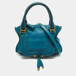 Pre Owned Chloe Blue Leather Small Marcie Satchel