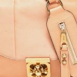Pre Owned Chloe Peach Leather Elise Neo Folk Shoulder Bag