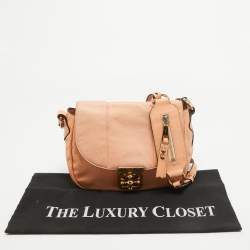Pre Owned Chloe Peach Leather Elise Neo Folk Shoulder Bag