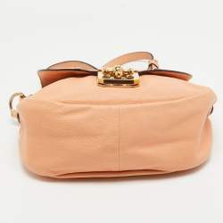 Pre Owned Chloe Peach Leather Elise Neo Folk Shoulder Bag