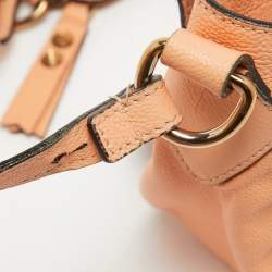Pre Owned Chloe Peach Leather Elise Neo Folk Shoulder Bag