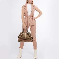 Pre Owned Chloe Beige/Black Leather Medium Paraty Handbag