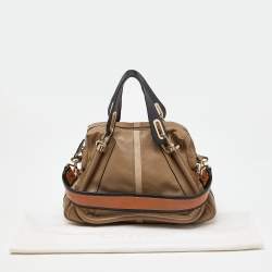Pre Owned Chloe Beige/Black Leather Medium Paraty Handbag