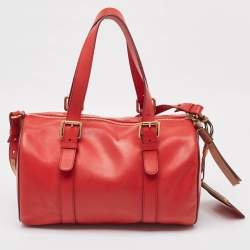Chloe Red/Brown Leather Buckle Duffel Bag