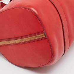 Chloe Red/Brown Leather Buckle Duffel Bag