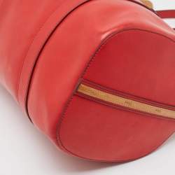 Chloe Red/Brown Leather Buckle Duffel Bag