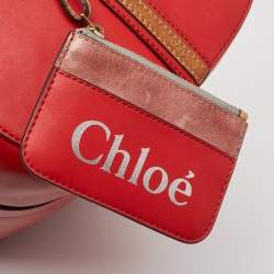 Chloe Red/Brown Leather Buckle Duffel Bag