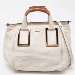 Chloe Beige/Brown Leather Ethel Satchel