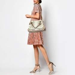 Pre Owned Chloe Beige Python and Leather Medium Paraty Satchel