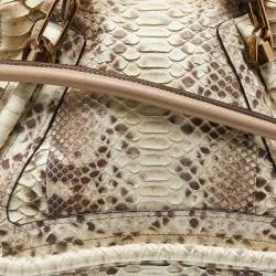 Pre Owned Chloe Beige Python and Leather Medium Paraty Satchel