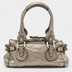 Pre Owned Chloe Metallic Leather Mini Paddington Satchel