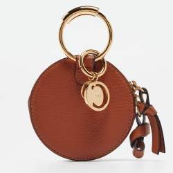 Chloe Brown Leather Mini Alphabet Round Coin Purse