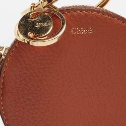 Chloe Brown Leather Mini Alphabet Round Coin Purse