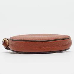 Chloe Brown Leather Mini Alphabet Round Coin Purse