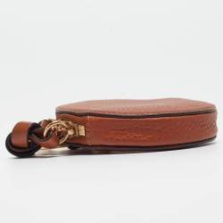 Chloe Brown Leather Mini Alphabet Round Coin Purse
