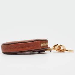 Chloe Brown Leather Mini Alphabet Round Coin Purse