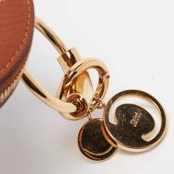 Chloe Brown Leather Mini Alphabet Round Coin Purse