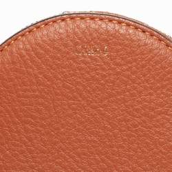 Chloe Brown Leather Mini Alphabet Round Coin Purse