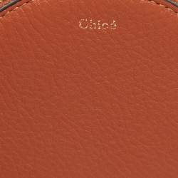 Chloe Brown Leather Mini Alphabet Round Coin Purse