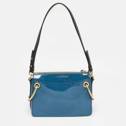 Pre Owned Chloe Blue Patent and Leather Roy Shoulder Bag