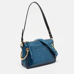 Pre Owned Chloe Blue Patent and Leather Roy Shoulder Bag