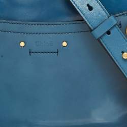 Pre Owned Chloe Blue Patent and Leather Roy Shoulder Bag