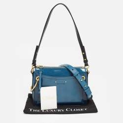 Pre Owned Chloe Blue Patent and Leather Roy Shoulder Bag