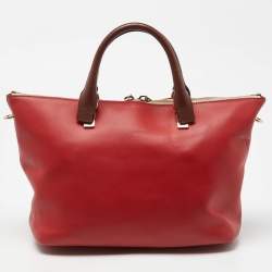 Pre Owned Chloe Red/Brown Leather Medium Baylee Tote