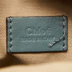 Pre Owned Chloe Blue/Beige Leather Mini Roy Horse Embroidered Bucket Bag