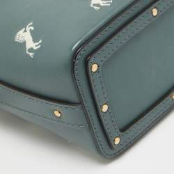 Pre Owned Chloe Blue/Beige Leather Mini Roy Horse Embroidered Bucket Bag