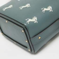 Pre Owned Chloe Blue/Beige Leather Mini Roy Horse Embroidered Bucket Bag