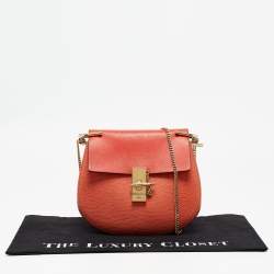 Pre Owned Chloe Two Tone Orange Leather Medium Drew Shoulder Bag