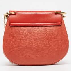 Pre Owned Chloe Two Tone Orange Leather Medium Drew Shoulder Bag