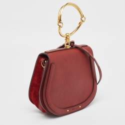 Pre Owned Chloe Red Leather and Suede Medium Nile Bracelet Top Handle Bag