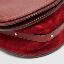 Pre Owned Chloe Red Leather and Suede Medium Nile Bracelet Top Handle Bag