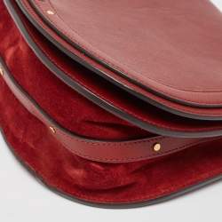 Pre Owned Chloe Red Leather and Suede Medium Nile Bracelet Top Handle Bag