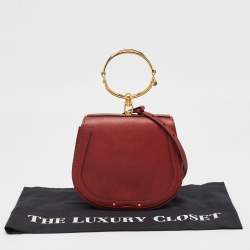 Pre Owned Chloe Red Leather and Suede Medium Nile Bracelet Top Handle Bag
